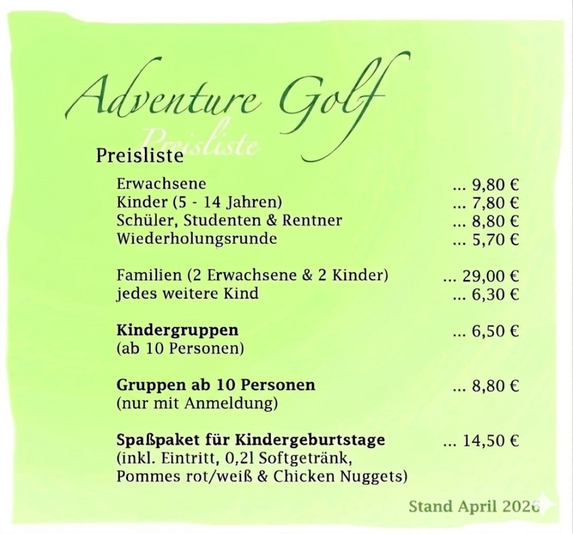Adventure Golf Preisliste 2026 width=